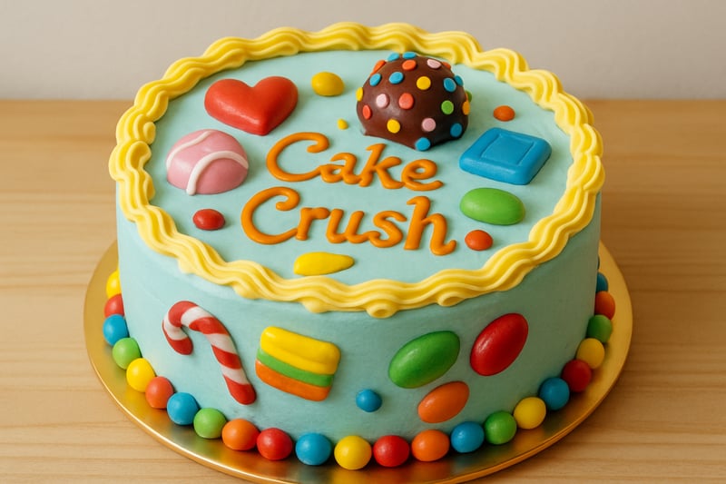 A beautifully decorated Cake Crush cake, evoking joy and nostalgia. A beautifully decorated Cake Crush cake, evoking joy and nostalgia.